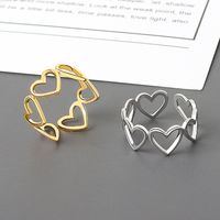 Estilo Coreano Nuevo Amor Hueco Elegante Anillo De Apertura Mujeres Ins Especial-interés Diseño Moderno Único En Forma De Corazón main image 3