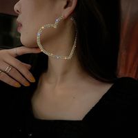 Fashion Heart Rhinestone Artificial Gemstones Earrings main image 1