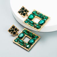 Fashion Flower Diamond Alloy Artificial Gemstones Earrings main image 4