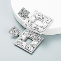 Fashion Flower Diamond Alloy Artificial Gemstones Earrings main image 5