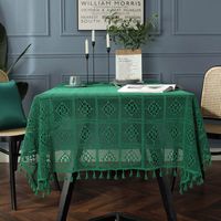 Cloth Dad Spot Hollow Handmade Crochet Tassel Crochet Western-style Dining Table Extra-long Extra Wide Conference Tablecloth Finished Tablecloth main image 1