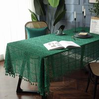 Cloth Dad Spot Hollow Handmade Crochet Tassel Crochet Western-style Dining Table Extra-long Extra Wide Conference Tablecloth Finished Tablecloth main image 3