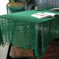 Cloth Dad Spot Hollow Handmade Crochet Tassel Crochet Western-style Dining Table Extra-long Extra Wide Conference Tablecloth Finished Tablecloth main image 4