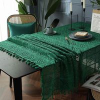 Cloth Dad Spot Hollow Handmade Crochet Tassel Crochet Western-style Dining Table Extra-long Extra Wide Conference Tablecloth Finished Tablecloth main image 5