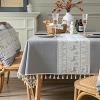 Bohemia New Embroidered Deer Cover Towel Modern Fashion Table Cloth Rectangular Table Cloth Coffee Table main image 5