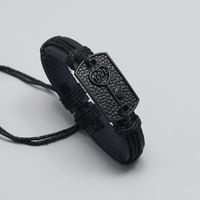 Europäischer Und Amerikanischer Schmuck Grenz Überschreiten Der Rock Punk Stil Paar Leder Armband Persönlichkeit Design Mehr Schicht Iges Retro Gewebtes Leder Armband main image 6