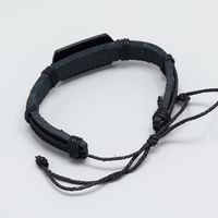 Simple Pull Adjustment Black Leather Bracelet Wholesale main image 6