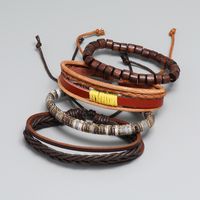 Personalized Fashion Retro Braided Leather Bracelet Diy4 Piece Set Combination main image 4