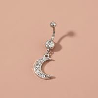 Hot Fashion Belly Ring Moon Jeweled Pendant Stainless Steel Navel Stud Factory Direct Sales main image 1