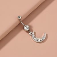 Hot Fashion Belly Ring Moon Jeweled Pendant Stainless Steel Navel Stud Factory Direct Sales main image 4