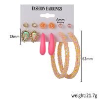 European And American Trend 6 Pairs Sequins Earings Set Women Bohemian Flower Water Drop Diamond Pearl Twist Earrings main image 6