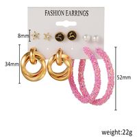 European And American 5 Pairs Geometric Pearl Deer Sequined Star Diamond Earrings main image 6