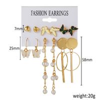 European And American Trend 6 Pairs Butterfly Heart Pearl Acrylic Butterfly Tassel Earrings main image 6