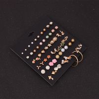 European And American Fashion Ladies Animal And Plant Geometric Flower Love Crown Dolphin Pearl Xingx 30 Pairs Earings Set main image 5