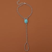 Foreign Trade Retro Simple Long Turquoise Bracelet European And American Ins Creative Trendy Unique Finger Chain Female Accessories main image 3