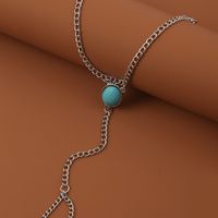 Foreign Trade Retro Simple Long Turquoise Bracelet European And American Ins Creative Trendy Unique Finger Chain Female Accessories main image 4