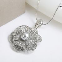 Neue Koreanische High-end-silber Blume Diamant Pullover Kette Mode Lange All-match Kleidung Halskette Anhänger Großhandel main image 4