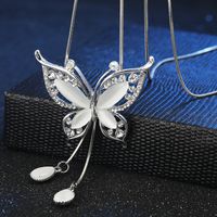 New Korean Style High-end Opal Butterfly Diamond Sweater Chain Fashion Long Wild Clothing Necklace Pendant Wholesale main image 2