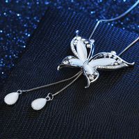 Nouvelle-coréen Style Haute-fin Opale Papillon Diamant Chandail Chaîne De Mode Long Sauvage Vêtements Collier Pendentif En Gros main image 4