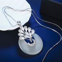 Korean Fashion Cat Eye Full Diamond Peacock Sweater Chain Long Necklace Wholesale main image 2