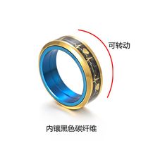 Titanium Steel Rotating Decompression Two-color Ring Carbon Fiber Heartbeat Ecg Jewelry main image 5