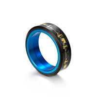 Titanium Steel Rotating Decompression Two-color Ring Carbon Fiber Heartbeat Ecg Jewelry main image 6