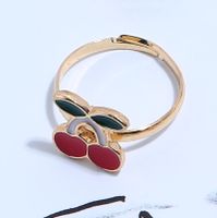 Japanese And Korean Simple Mori Style Sweet Fresh Drip Cherry Ring Fashion Personality And Creativity Open Adjustable Ring main image 4