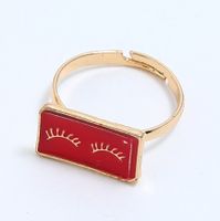European And American Fashion Creative Simple Retro Rectangular Smiley Dripping Oil Ring main image 1