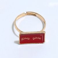 European And American Fashion Creative Simple Retro Rectangular Smiley Dripping Oil Ring main image 3