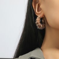Retro Temperament Autumn And Winter New Exaggerated Leopard Print Plush Earrings main image 1