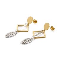 Fashion Leaf Plating Titanium Steel 18K Gold Plated Earrings sku image 5