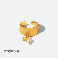 Geometrischer Gleicher Ring 18k Gold Edelstahl Star Pearl Anhänger Offener Ring sku image 1