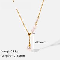 European And American Ins Internet Hot New Stainless Steel Necklace 18k Gold Y-shaped Pearl Pendant Necklace All-matching Ornament For Women sku image 1