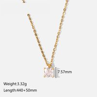 Same Style As European And American Web Celebrities' Necklace 18k Gold Stainless Steel White/pink/green Square Zircon Pendant Necklace Ornament For Women sku image 1