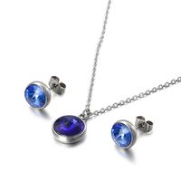 Fashion Titanium Steel Zircon Necklace Earrings Ladies Jewelry Set Wholesale sku image 1