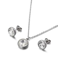 Fashion Titanium Steel Zircon Necklace Earrings Ladies Jewelry Set Wholesale sku image 2