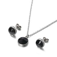Fashion Titanium Steel Zircon Necklace Earrings Ladies Jewelry Set Wholesale sku image 3
