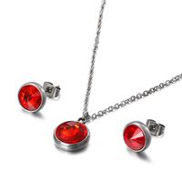 Fashion Titanium Steel Zircon Necklace Earrings Ladies Jewelry Set Wholesale sku image 4