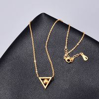 L65 Titanium Steel 18k Gold-plated Necklace Triangle Welding Beads Hollow Short Chain Same Fashion Necklace sku image 1