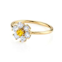 Two-tone Flower Ring Copper Zircon Cross-border Exclusive Fashion Ring sku image 1