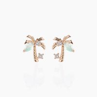 Beach Coconut Tree Earrings Copper Plated 18k Real Gold Earrings sku image 2