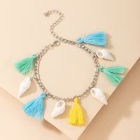 2021 Ethnic Style Color Fringed Shell Beach Style Single Layer Simple Anklet Female main image 5
