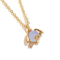 Cute Animal Head Necklace Copper Plated 18k Real Gold Pendant Jewelry Wholesale sku image 6