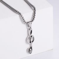 Simple Note Music Symbol Ghost Head Skull Male And Female Stainless Steel Pendant Necklace sku image 1