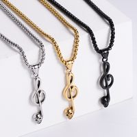 Simple Note Music Symbol Ghost Head Skull Male And Female Stainless Steel Pendant Necklace sku image 3