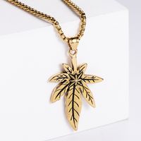 Wholesale Black Gold Three-color Big Maple Leaf Pendant Stainless Steel Necklace sku image 3