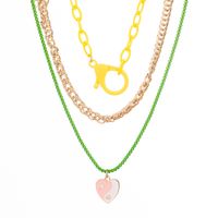 Vacation Simple Style Letter Heart Shape Mango Alloy Layered Enamel Plating Women's Layered Necklaces sku image 2