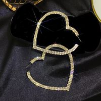 Fashion Heart Rhinestone Artificial Gemstones Earrings sku image 1