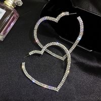 Fashion Heart Rhinestone Artificial Gemstones Earrings sku image 2