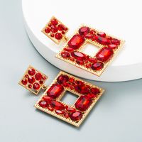 Fashion Flower Diamond Alloy Artificial Gemstones Earrings sku image 5
